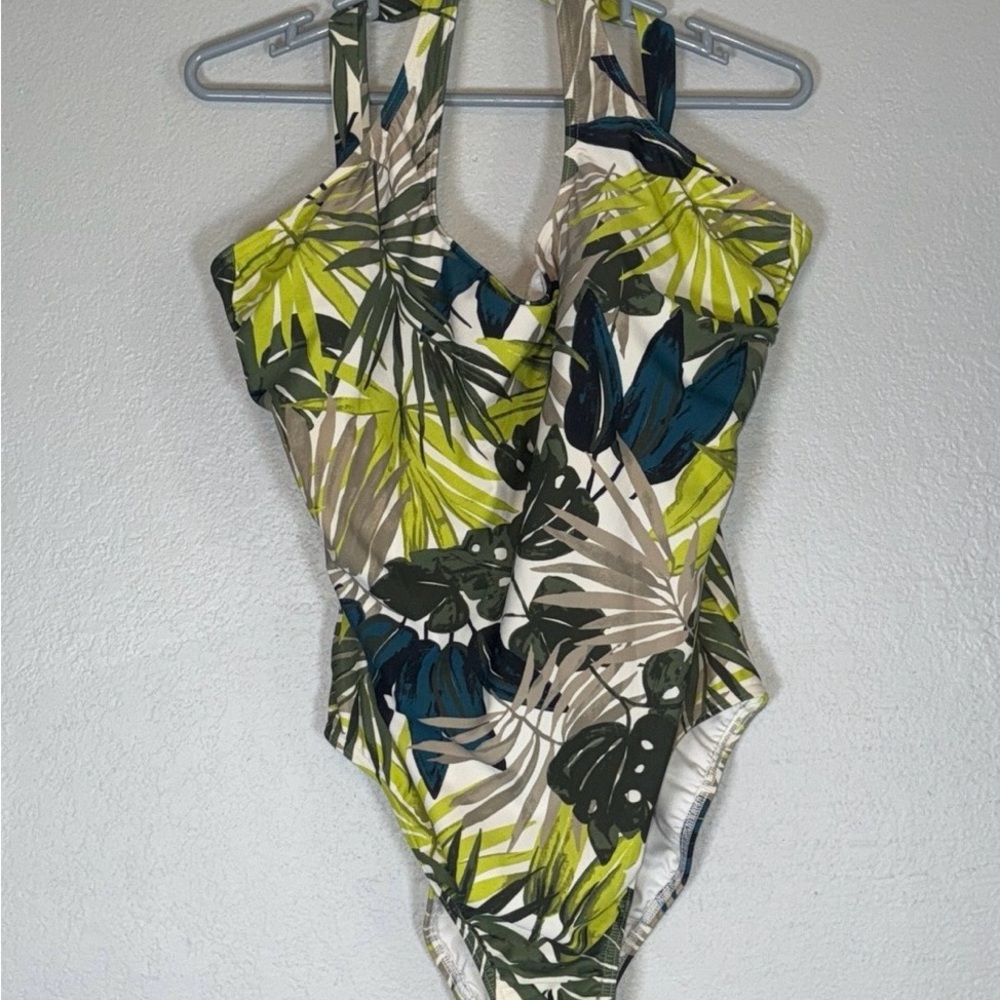 Lands' End Green and Blue Tropical One Piece Swimsuit